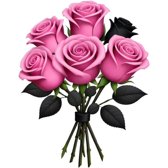  bouquet with black and pink rose emoji