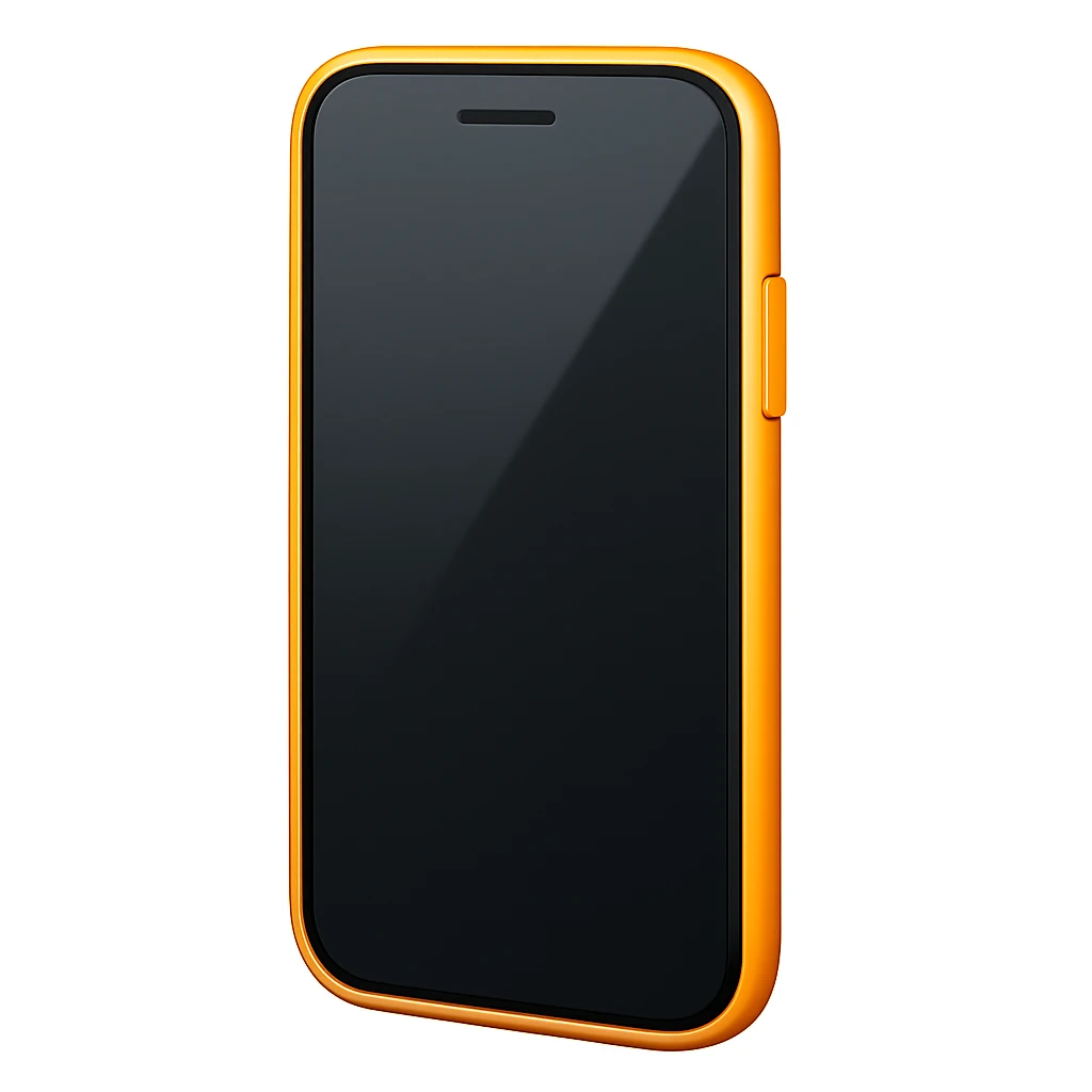 Edit the phone emoji exactly like the reference but remove the circle button at the bottom and show some of the side of the phone, in iOS emoji style. Keep all other details and style the same as the iOS emoji style. emoji