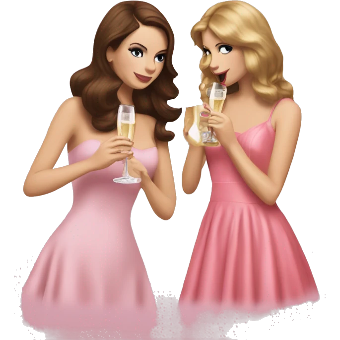 Lana del Rey & Taylor Swift drinking champagne pink dress emoji