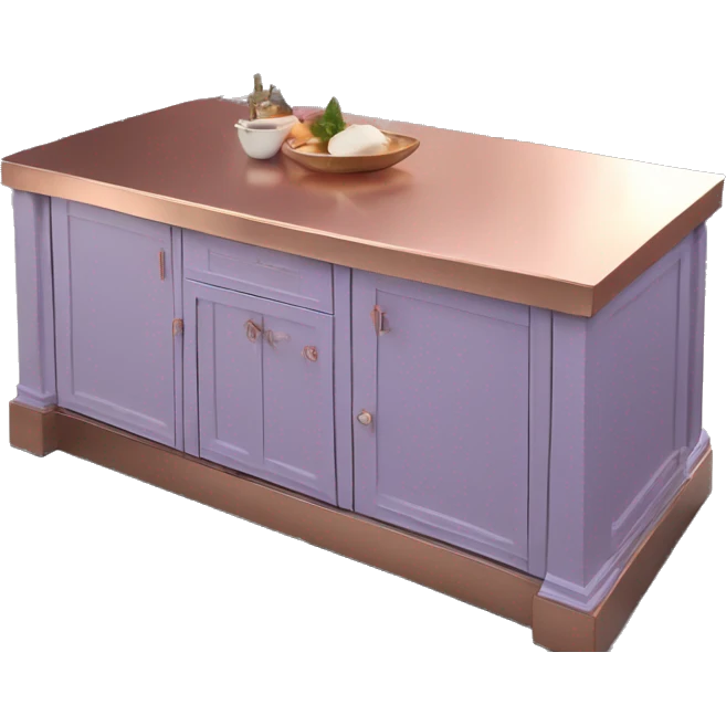 Realistic lavender kitchen counter island with rose gold counter top. emoji
