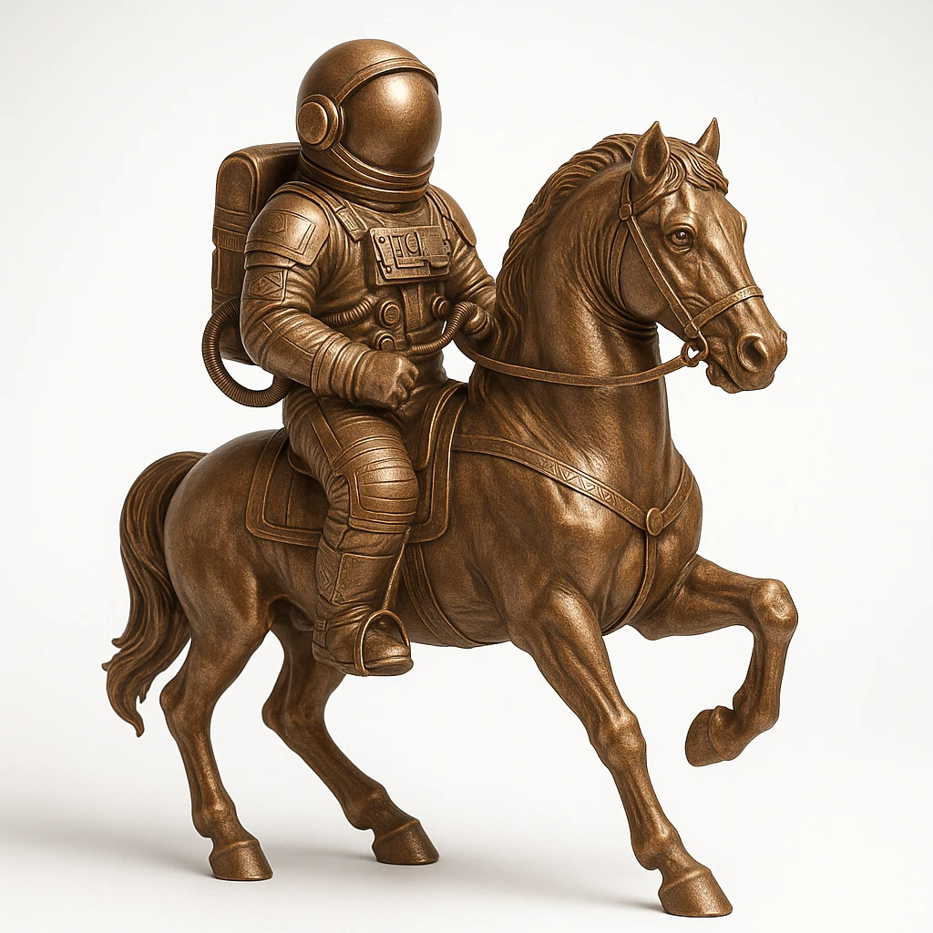 astronaut on horseback with stars in background emoji