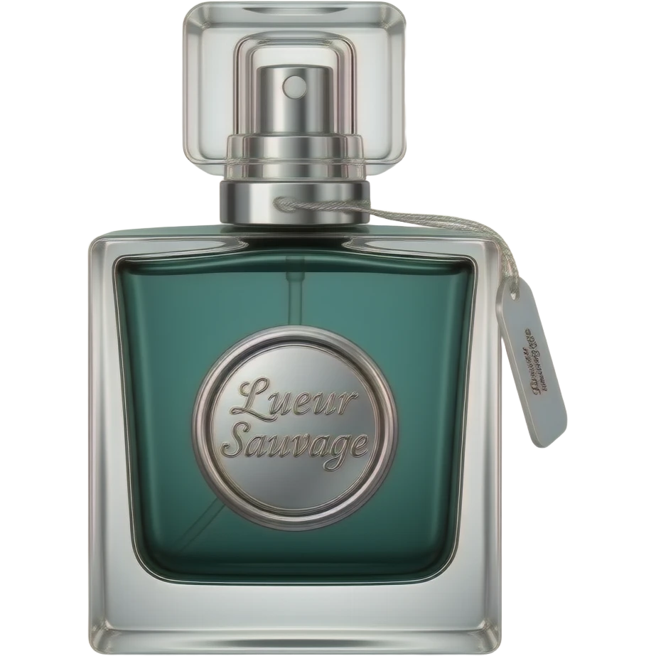 Ecrit sur la bouteille de parfum Lueur sauvage emoji
