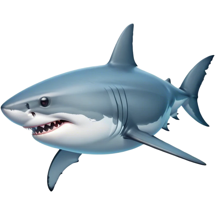 Beautiful and Majestic Great White Shark Portrait Emoji, Head and body resting peacefully with a serene, confident expression, showcasing its robust, torpedo-shaped form and a subtle, regal glint in its eyes, Simplified yet exquisitely endearing features, highly detailed, glowing with a soft, drowsy ocean light, high shine, relaxed and utterly majestic, stylized with an air of marine splendor, soft glowing outline, capturing the essence of a beautiful and majestic great white shark that feels destined to become the next viral icon of awe-inspiring ocean beauty! emoji