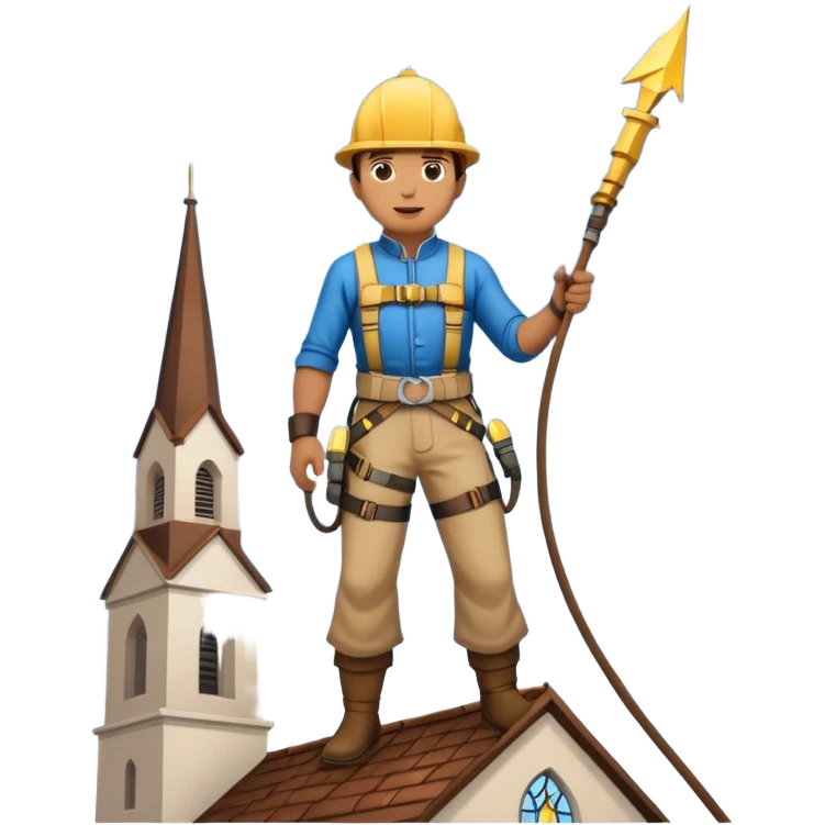 steeplejack man lightning conductor on a church spire emoji