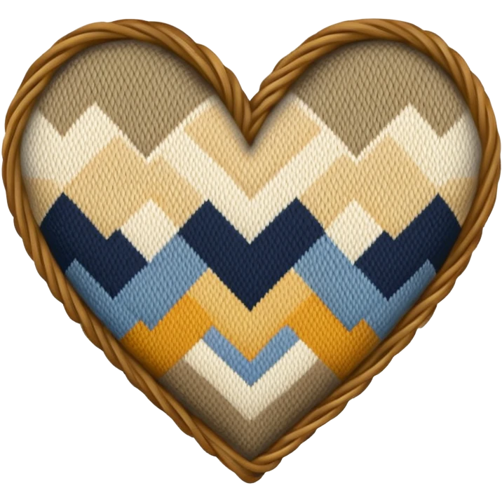 Patterned, Knitted, neutral colored heart  emoji