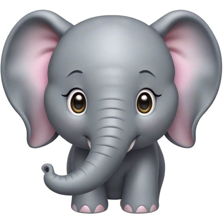 Cinematic Cute Elephant Portrait Emoji, Head tilted playfully and inquisitively, featuring a glossy gray hide with soft, rounded ears and round, sparkling eyes filled with curious wonder, Simplified yet irresistibly adorable features, highly detailed, glowing with a warm, friendly glow, high shine, affectionate and lively, stylized with a touch of gentle whimsy, bright and endearing, soft glowing outline, capturing the essence of a mischievous yet loving elephant, so playful it feels like it could lumber out of the screen into your arms! emoji