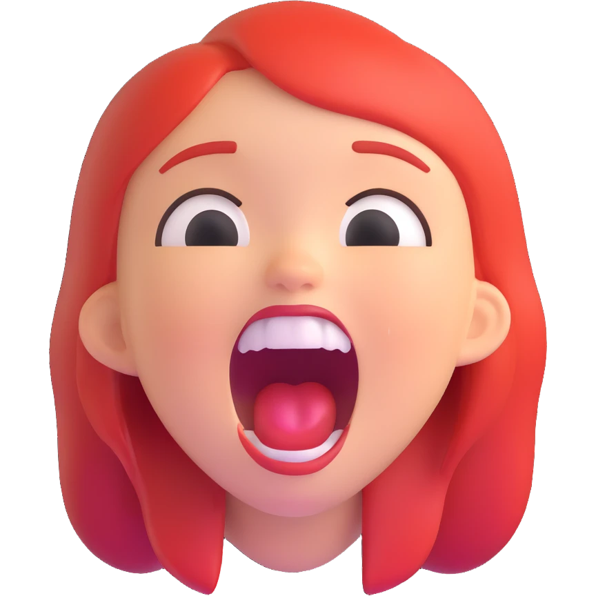 a girl screaming, 3D emoji style emoji