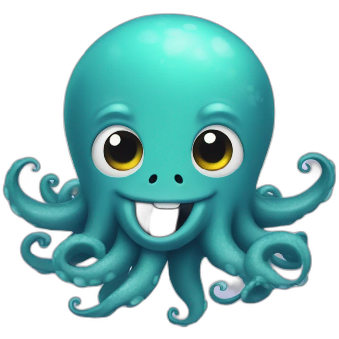 cute kraken with cute face flushing emoji