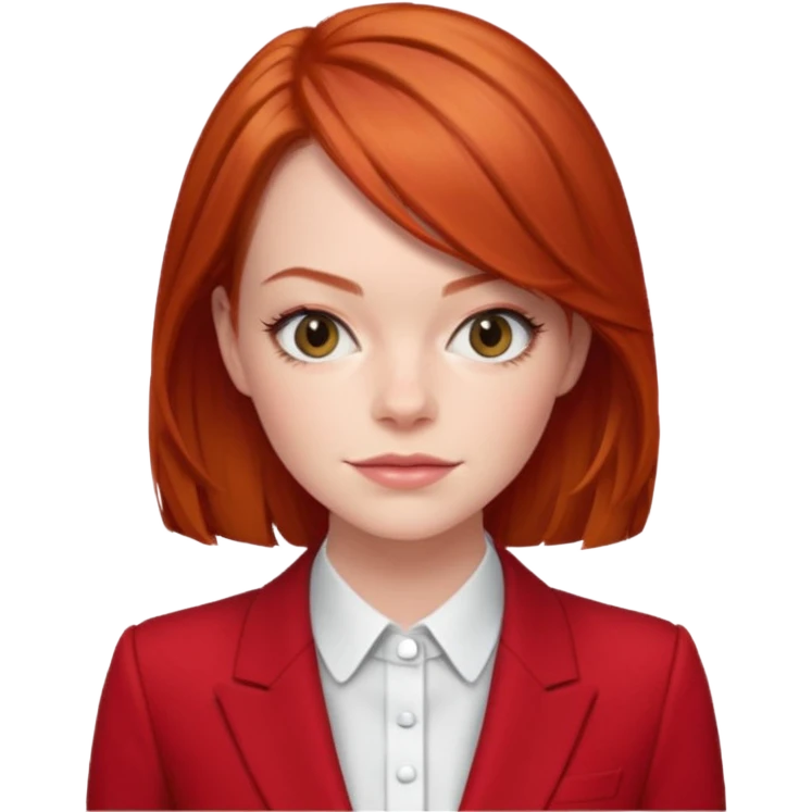 red haired emma stone in red suits emoji