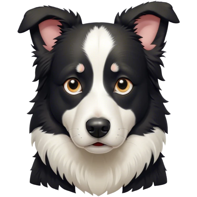 Cinematic Grumpy Black and White Border Collie Portrait Emoji, Head tilted slightly with a deeply unimpressed expression, showcasing a dense black and white coat with intense eyes narrowed into an unamused glare, ears slightly drooping in exasperation, Simplified yet comically expressive features, highly detailed, glowing with a dry, sarcastic glow, high shine, effortlessly judgmental yet dignified, stylized with a touch of cynicism, bright but brooding, soft glowing outline, capturing the essence of an eternally unimpressed yet determined herder, so lifelike it feels like it could sigh heavily at you in disdain at any moment! emoji