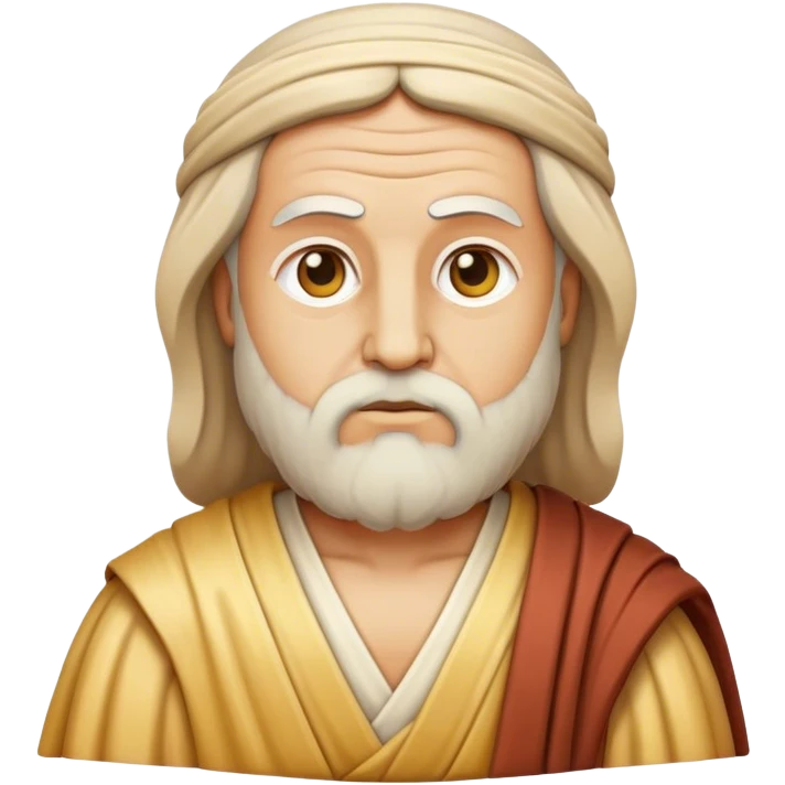 Cinematic Realistic Plato Portrait Emoji, depicted as a wise ancient philosopher with a contemplative expression in classical robes, rendered with soft textures and timeless serene lighting that captures his intellectual legacy. emoji