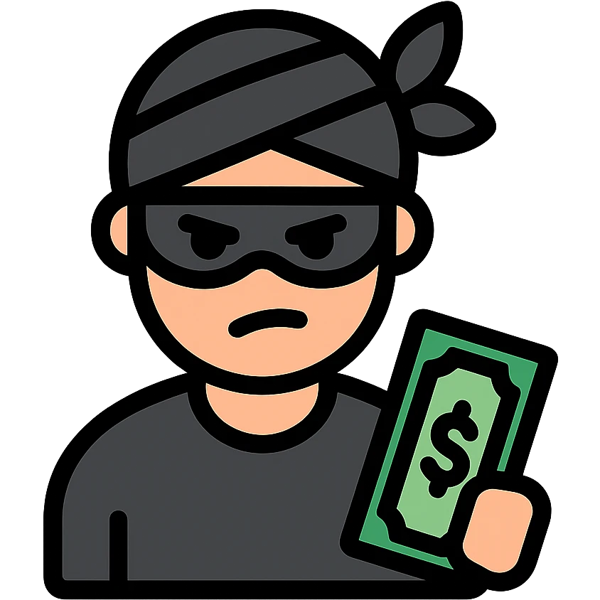 black robber holding cash, wearing a turban emoji