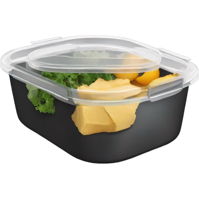 Meal prep containers, black with clear lifs emoji