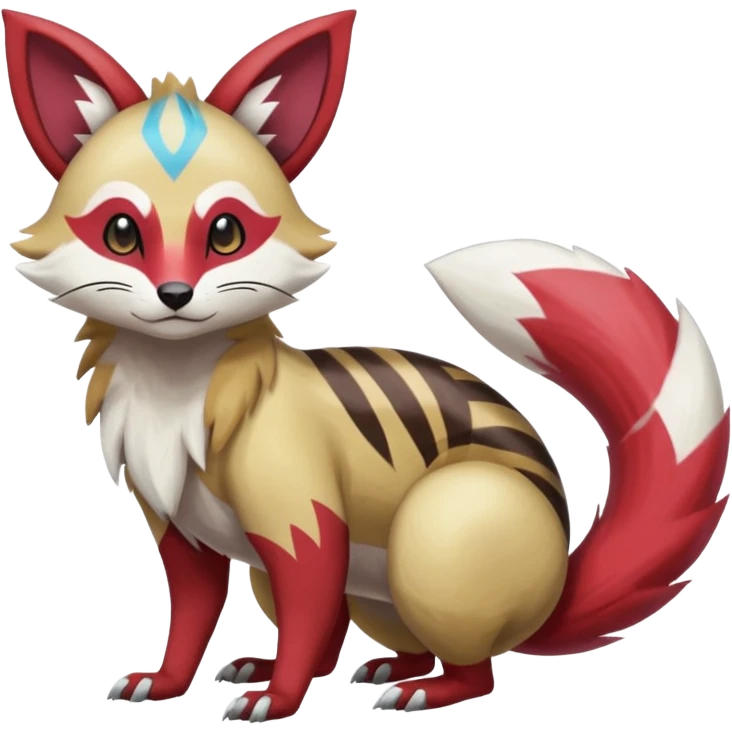 Colorful Skilled Adept Graceful Asian Painted Furret-Zeraora-Lycanroc-Zangoose-fusion-hybrid-creature (full body) emoji
