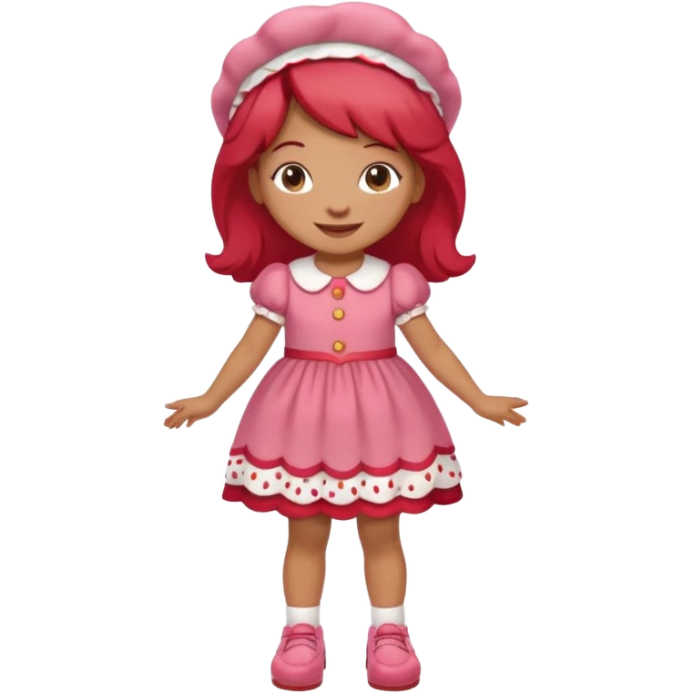 pretty and cute realistic strawberry shortcake full body with red shoes standing emoji