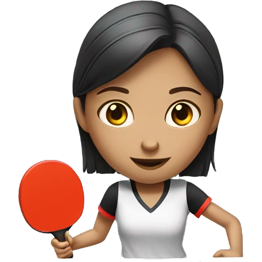 girl with brow straight hair and fair skin play in  table tennis emoji
