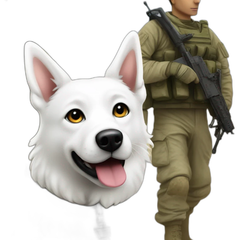  White Akbash dog and  Israel idf soldier  emoji