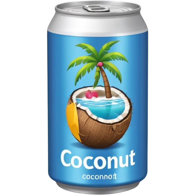 A can printed with a coconut logo on it emoji