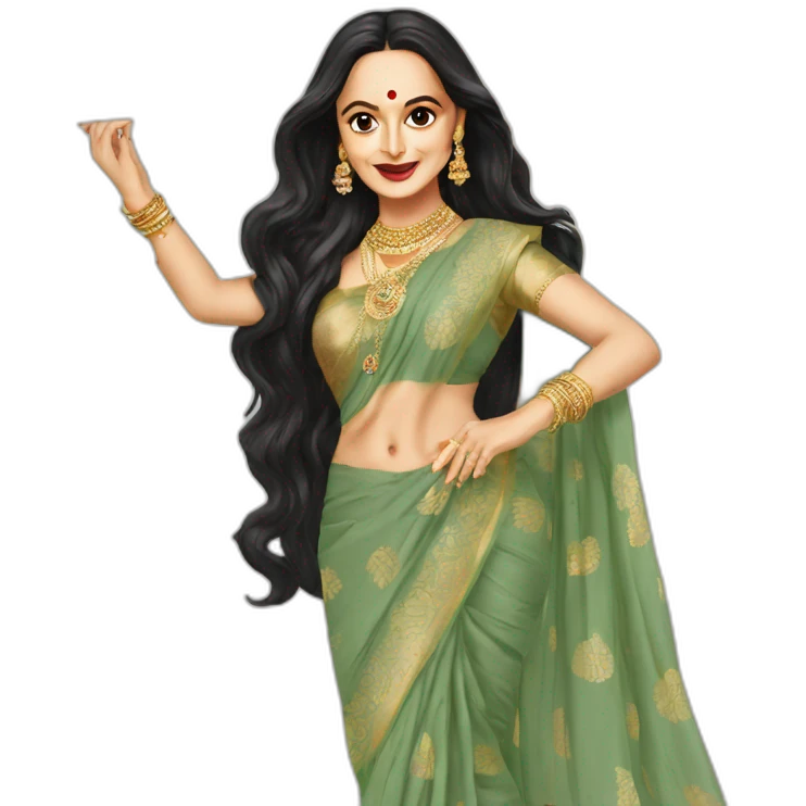 Rekha wearing saree long hair dancing  emoji