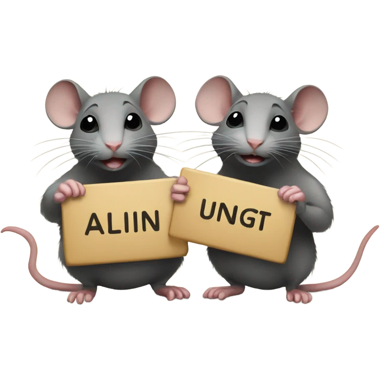 Two rats are holding one sign with inscription "ALINGHT" emoji