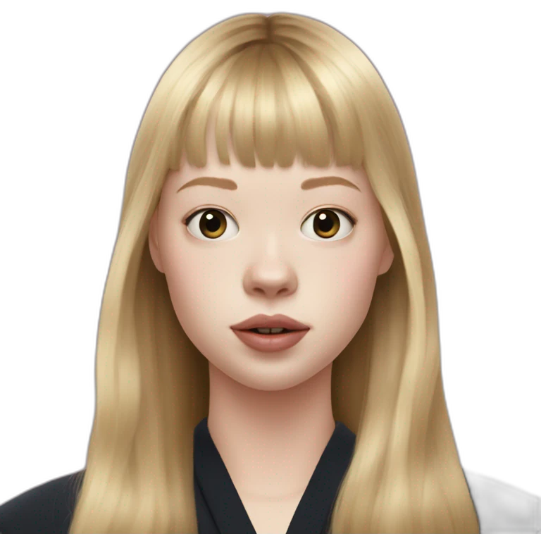 blonde Mia Goth with bangs, oscars emoji