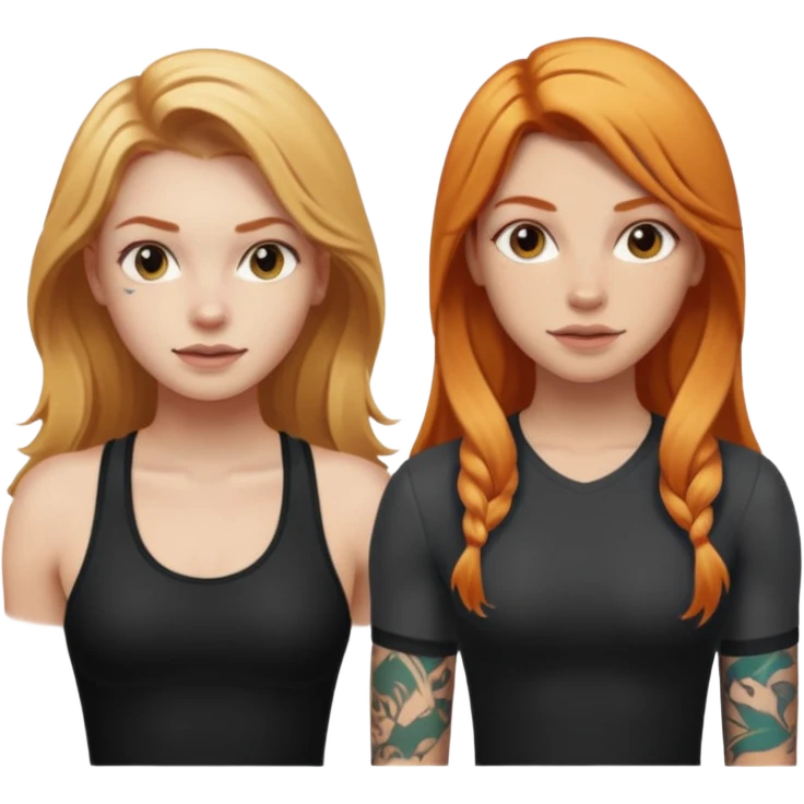 girl with long blonde hair and tattoos and an athletic ginger girl emoji