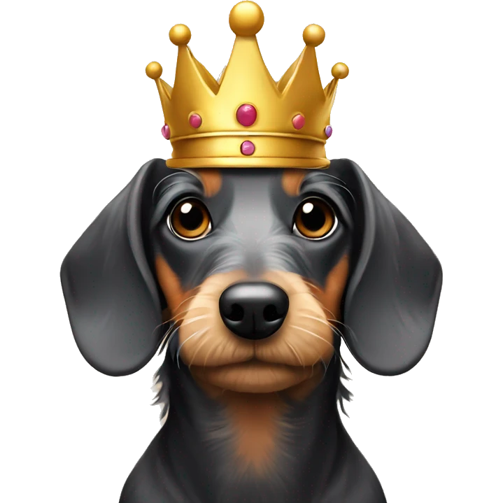 Old wire-haired dachshund with crown emoji