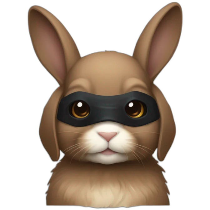 brown holland lop rabbit wearing batman mask (portrait, facing forward, iOS 17 style, happy) emoji