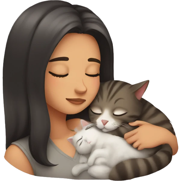girl sleeping with her cat emoji