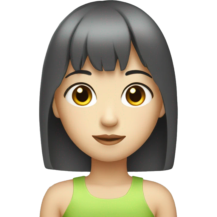 Asian girl with black hair and straight bangs laptop emoji