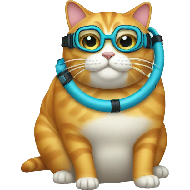 Fat cat wearing snorkel emoji