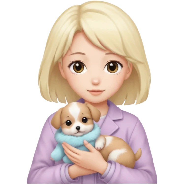 Pastel anime lady holding puppy emoji