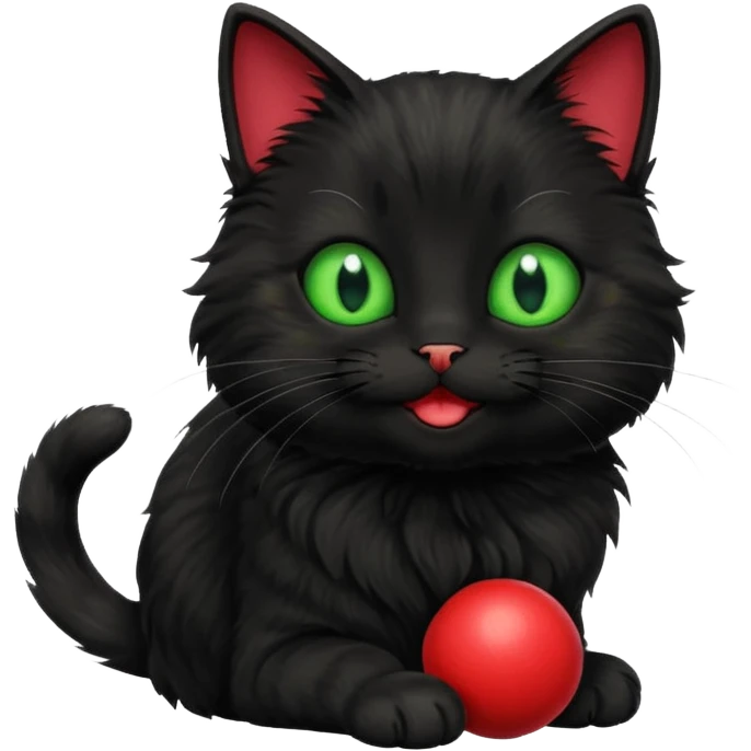 happy black cat playing with small ball emoji