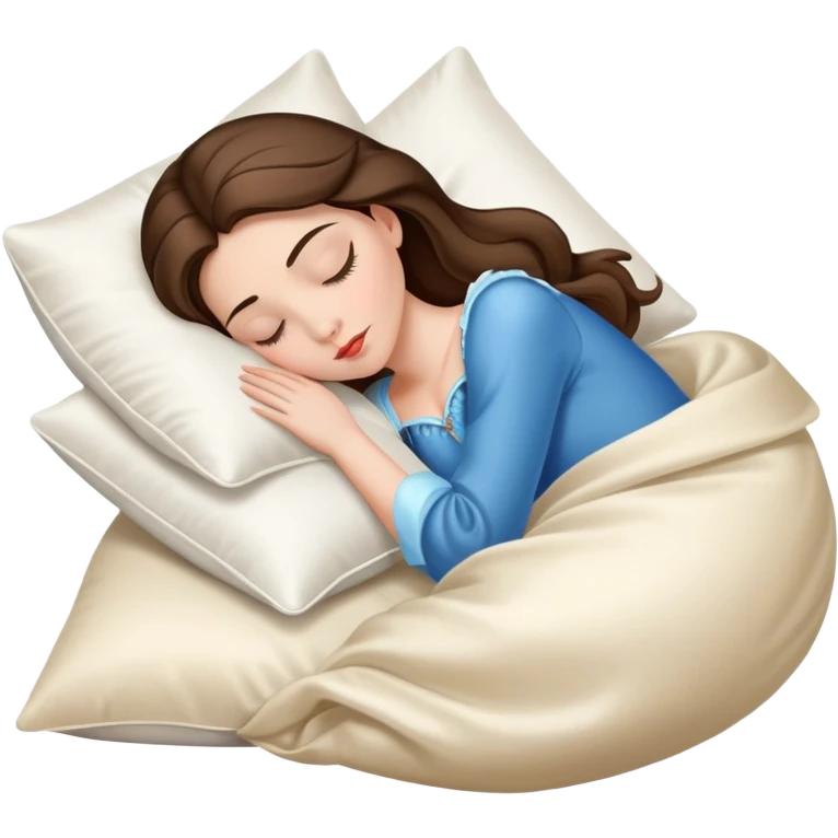 sleeping beauty brunette white girl with a silk pillow emoji