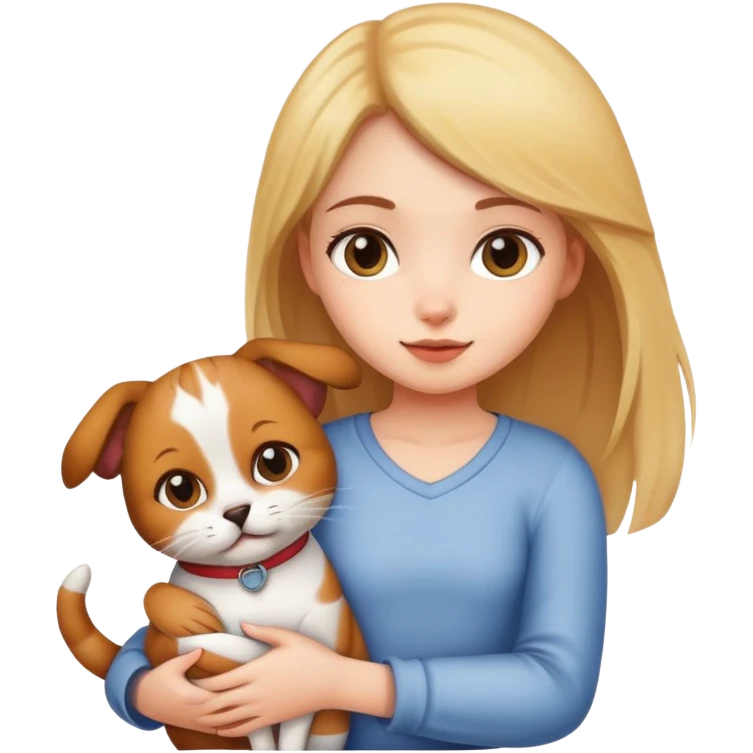Girl holding a cat and a dog emoji
