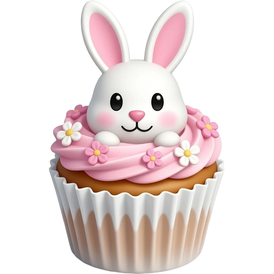 white chocolate bunny cupcake emoji