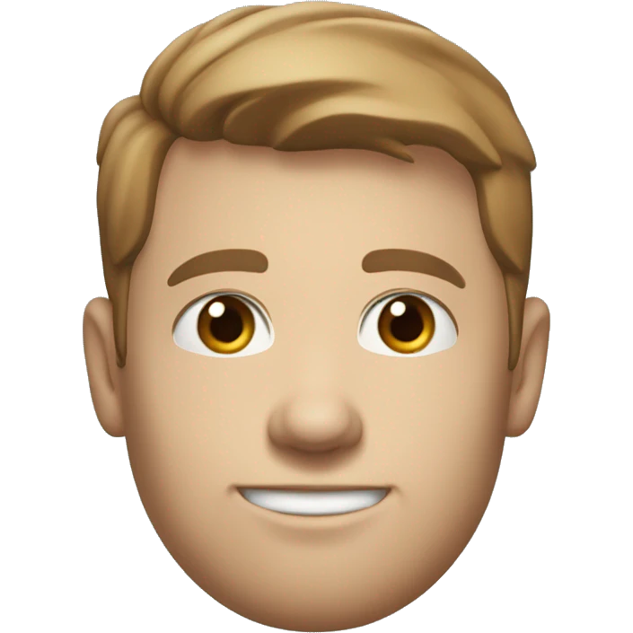 A head and shoulders shot of a 33 year old white man, with short brown hair,   with blue eyes wearing a t-shirt. emoji