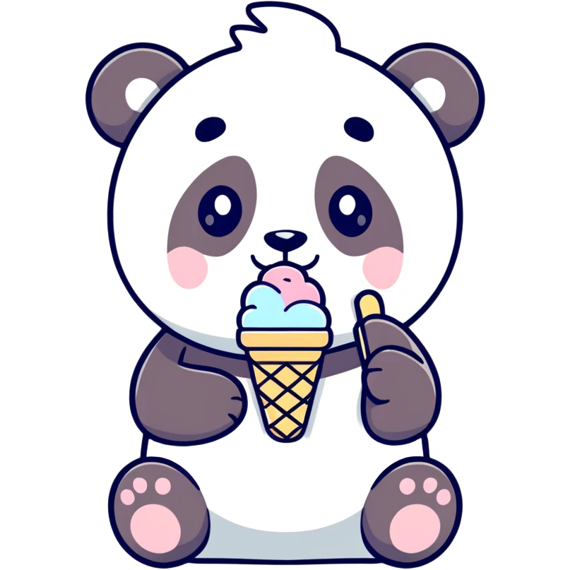 Panda eating ice cream emoji