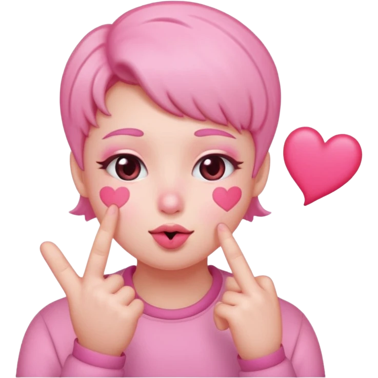 an uwu kissy face with a finger heart emoji emoji