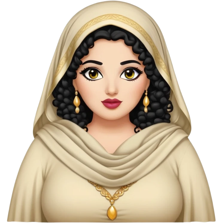 big plus size, arab, long black curly hair, baddie,pretty, makeup, lipgloss, black eyeliner, dupatta/shawl
 emoji