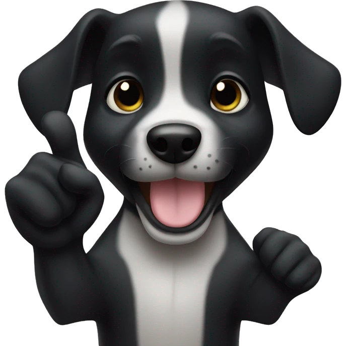 black dog puppy with thumbs up emoji