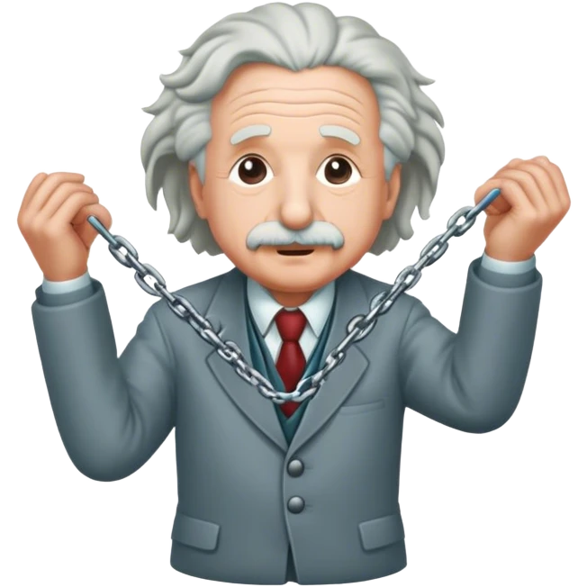 Albert einstein pulling on a chain emoji