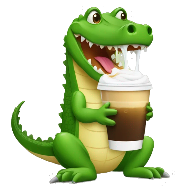 Crocodile drinking cold coffee  emoji