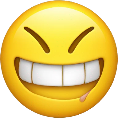 Yellow smiling face with mouth open with yellow bone in mouth  emoji