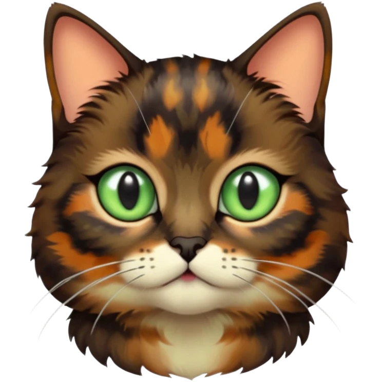 dark tortoiseshell cat pastel green eyes emoji