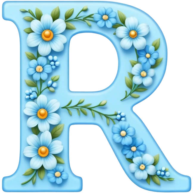 Light-blue flowery romantic alphabet letter emoji