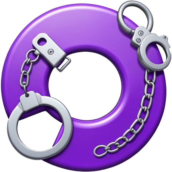 Generate an emoji for a purple-ish map marker to be used in a safe-route mapping app. Inside the inner circle, add handcuffs emoji