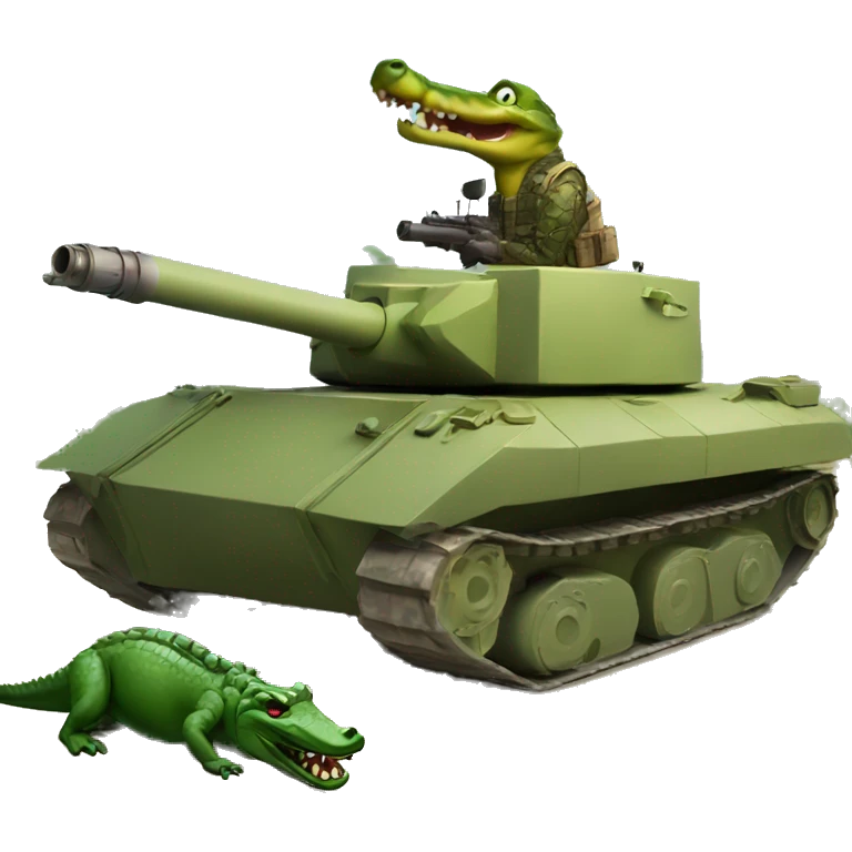 Alligator shooting a tank with a rpg emoji