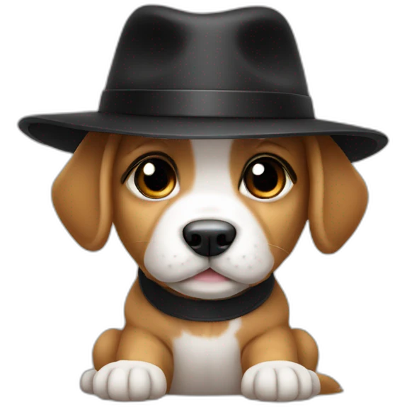 baby dog with black hat emoji