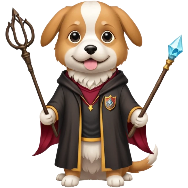 Dog Wearing Harry Potter costume on a wand emoji